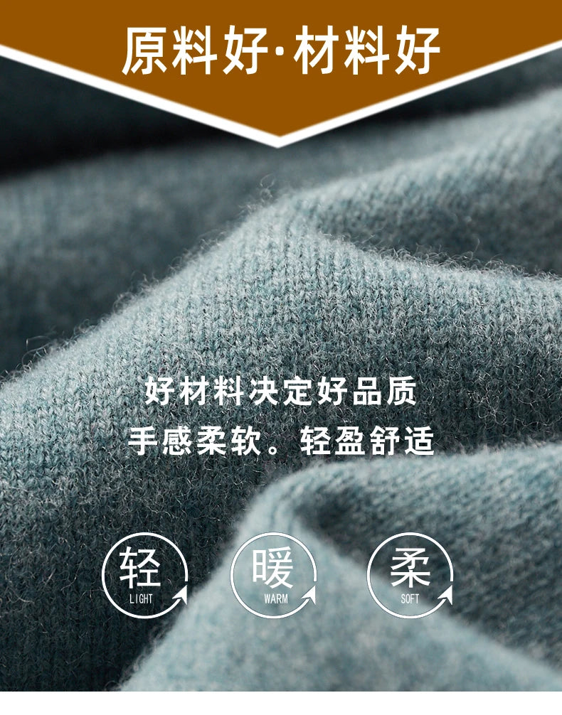 Suéter de cachemira Merina para hombre, Jersey de punto acolchado, cálido, cuello de tortuga, abrigo holgado de talla grande, otoño e invierno, 100%