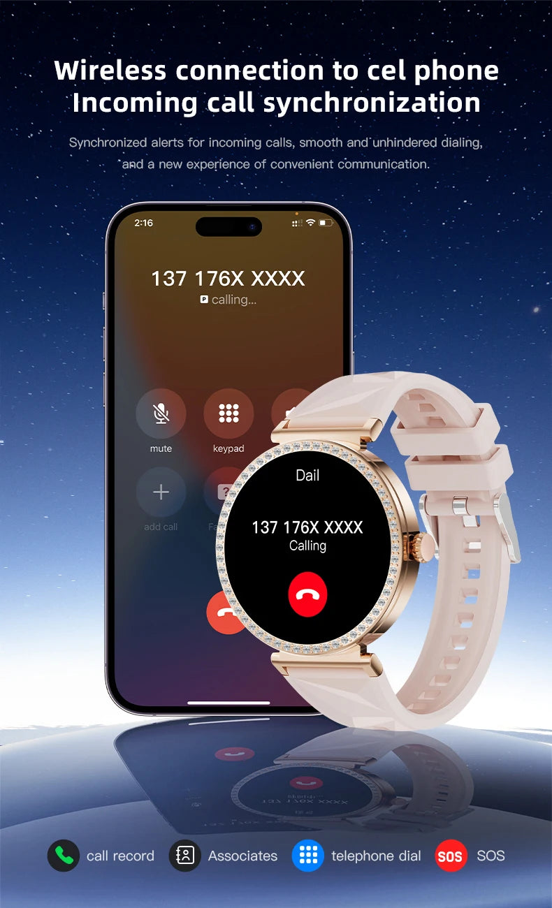 LIGE Reloj Inteligente Lujo con Diamantes GPS