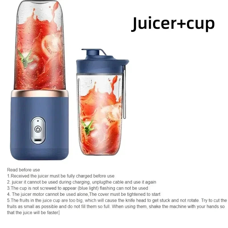 Licuadora Portátil USB 400ml Vaso Mezclador de Viaje
