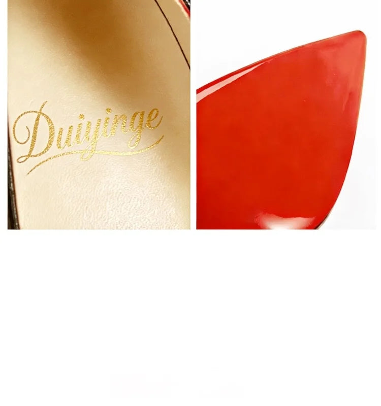 Stilettos de Mujer Charol Suela Roja Punta Fina Tacón Alto