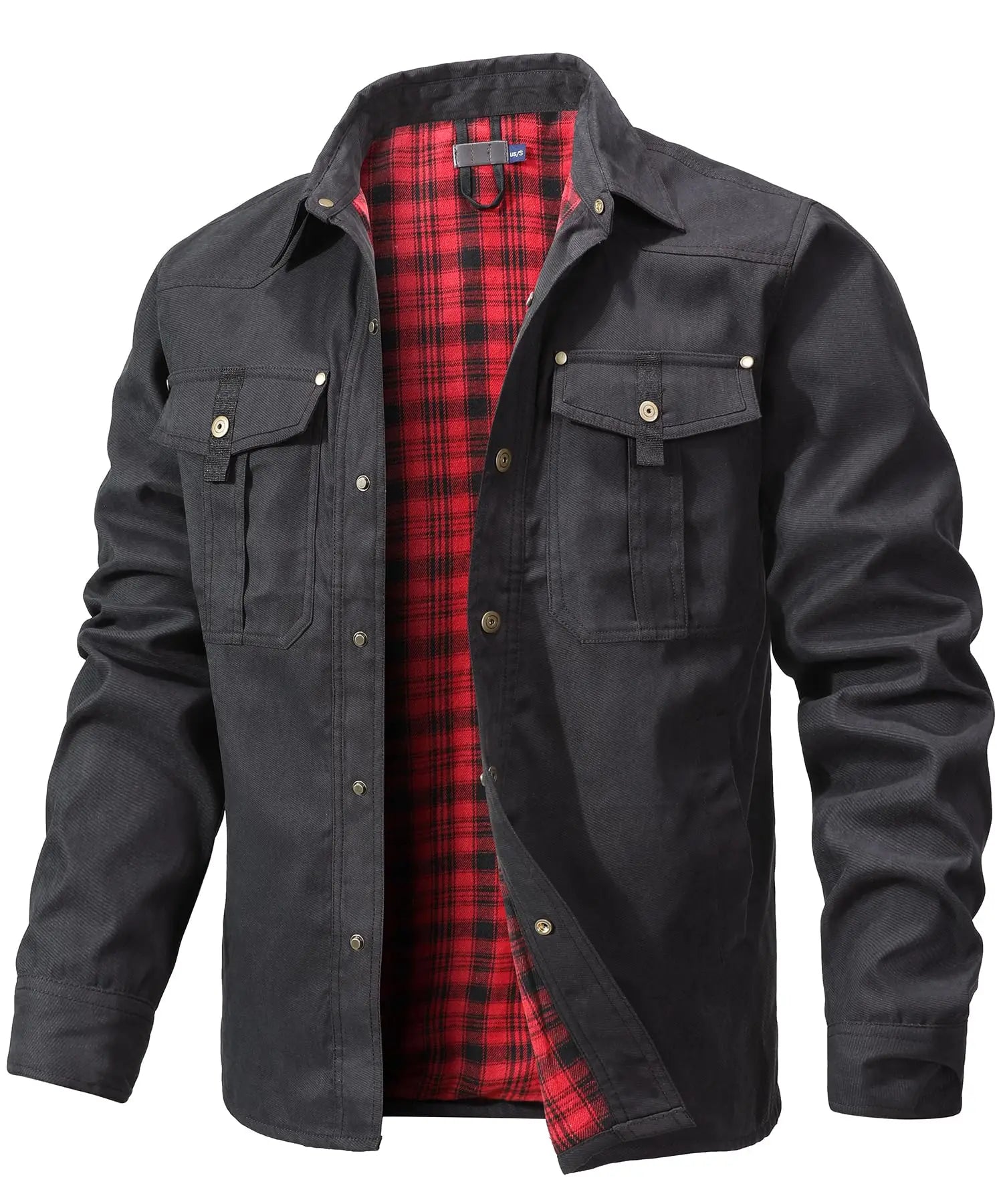 Chaquetas para hombre, camisa forrada de franela de primavera, abrigo, sudadera informal con botones a presión, estilo vaquero occidental, Top de alta calidad, talla estadounidense
