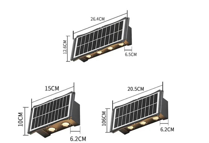 Lámpara Solar de pared para exteriores, luz LED Solar impermeable hacia arriba y hacia abajo, iluminación luminosa, luces decorativas para balcón, patio y jardín