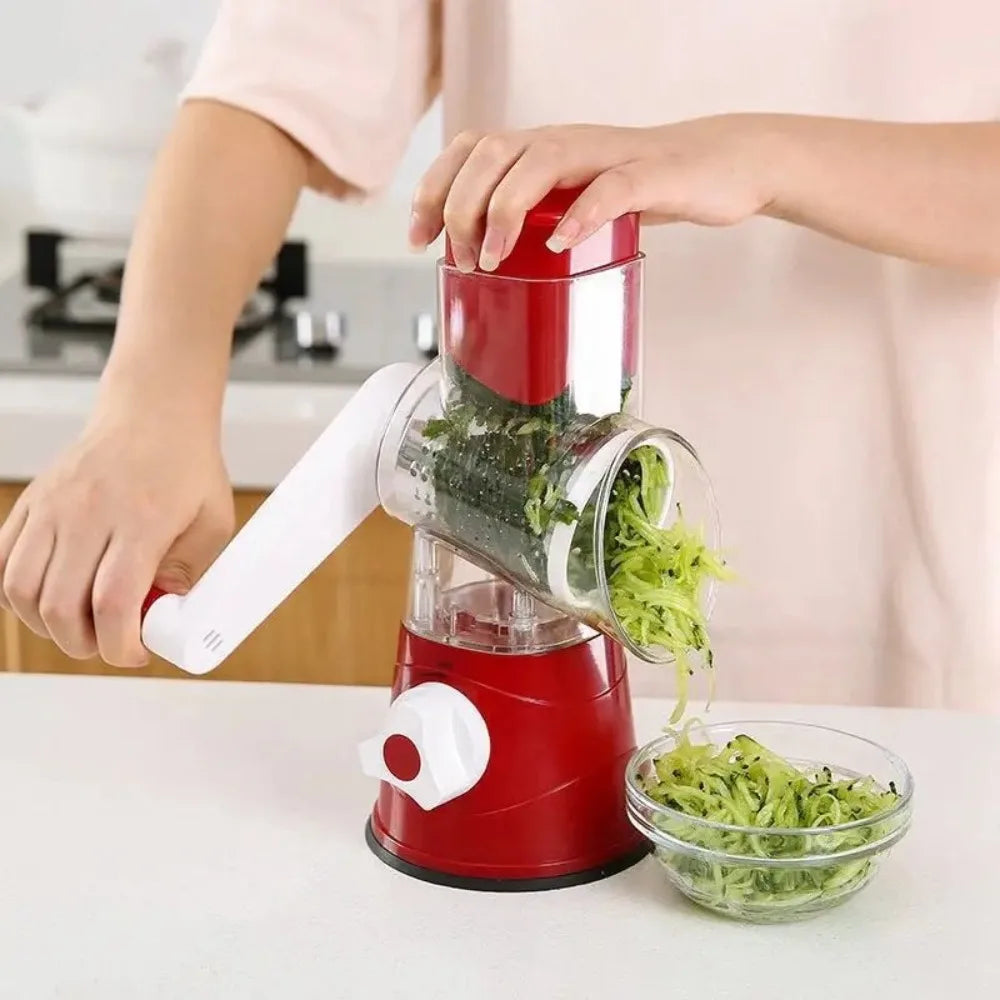 Cortadora rotativa de alimentos 3 en 1, rallador de queso, trituradora de frutas y verduras