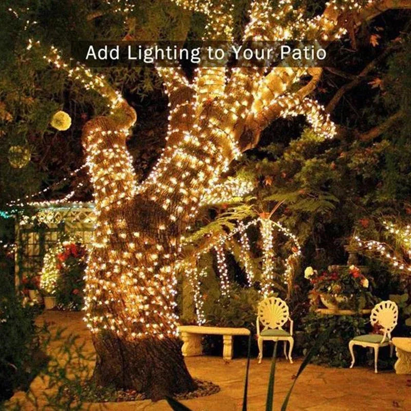 Guirnalda de luces solares para exteriores, impermeable, con 8 modos, para decoración de patio, jardín, árbol, fiesta