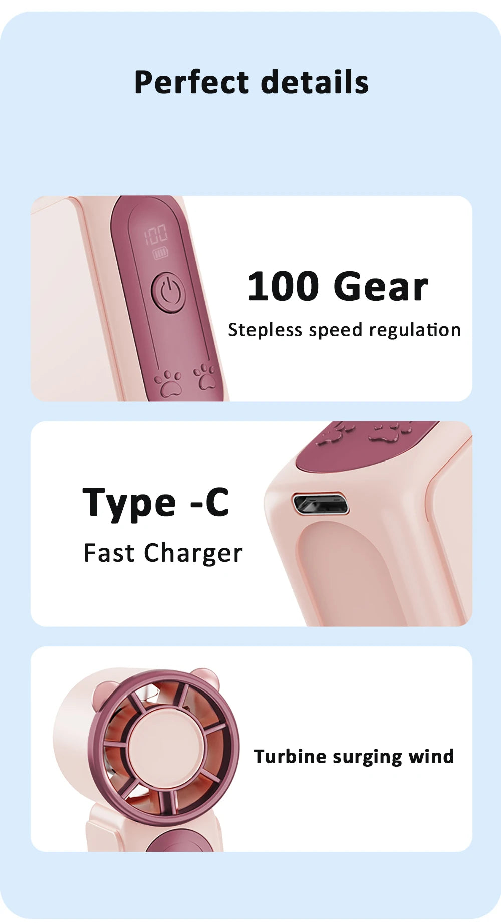 Mini Ventilador Portátil de Mano USB para Exteriores