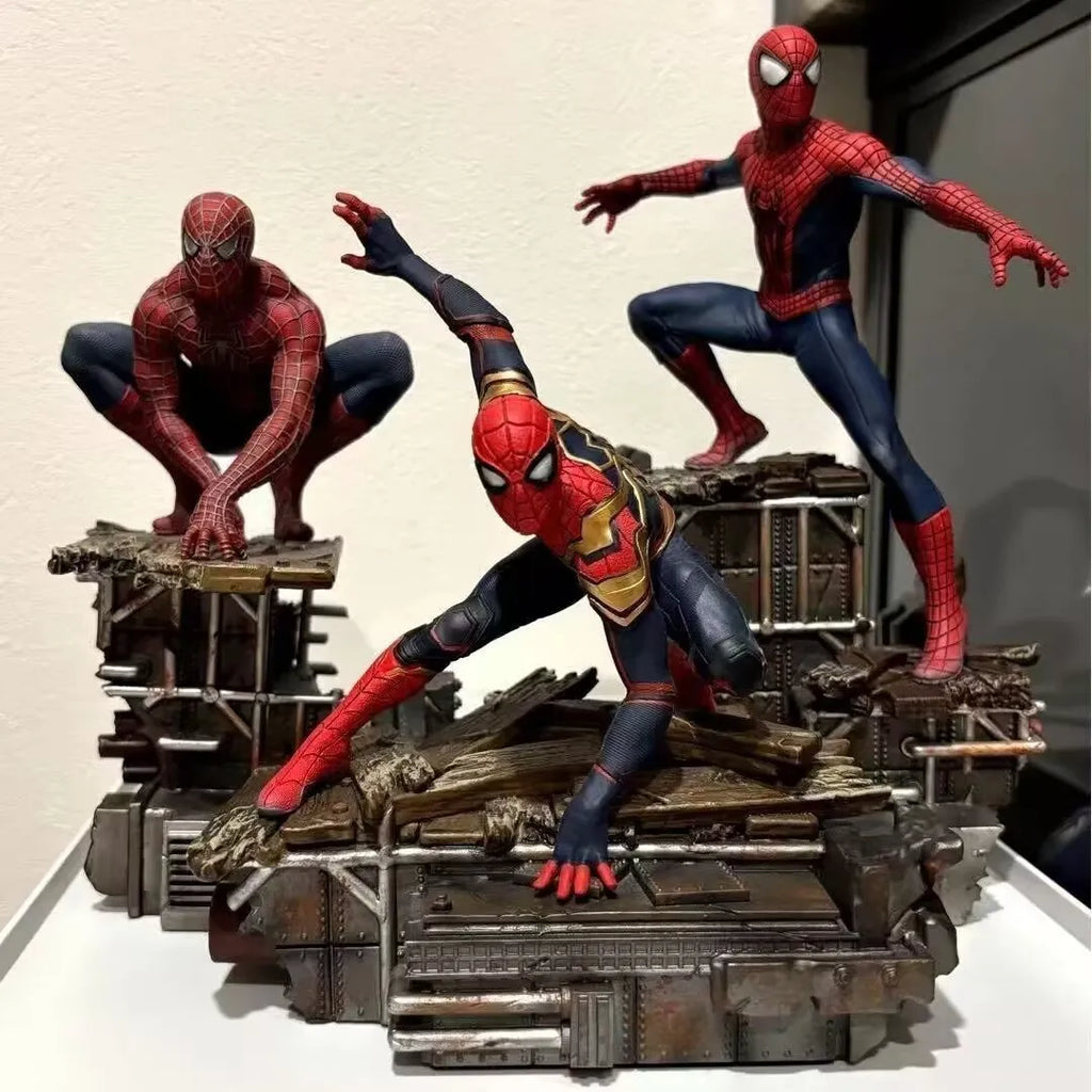 Juego de 3 figuras de acción de Spider-Man, estatuas de modelos coleccionables de Marvel para decoración de escritorio, regalo para fanáticos y coleccionistas