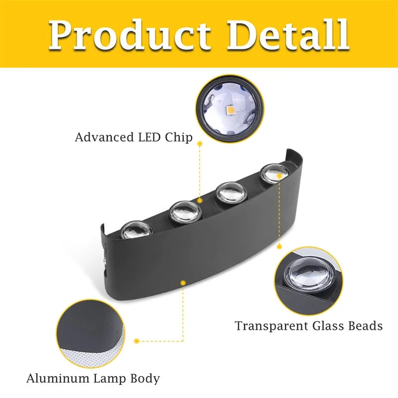 Led Wall Lamp Lámpara led de pared para exteriores, aplique pared, candelabros impermeables, luz led pared, AC85-265V para decoración interior del hogar, lampara pared dormitorio, sala de estar