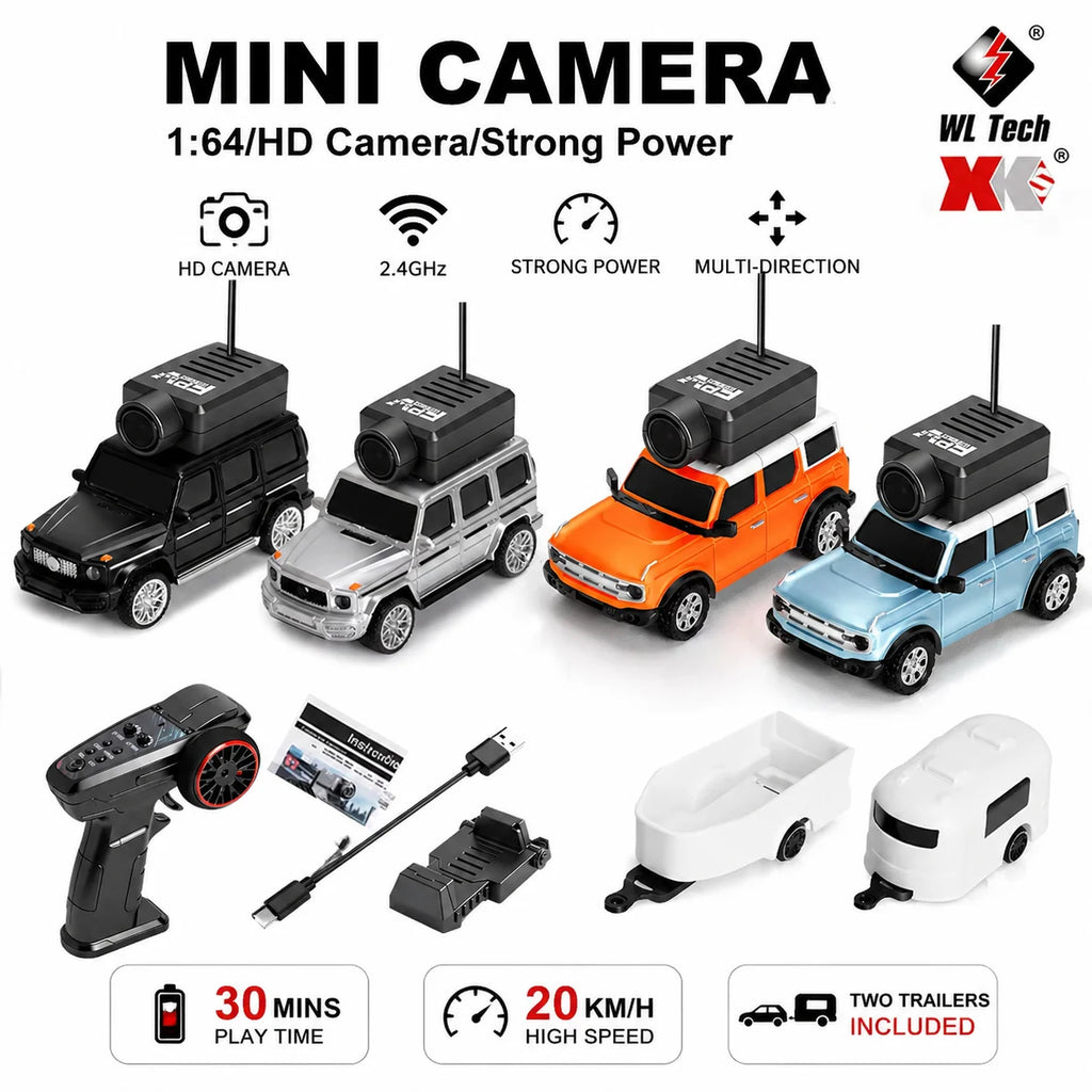 Mini Coche RC 1:64 WLtoys con Cámara FPV HD y Giroscopio