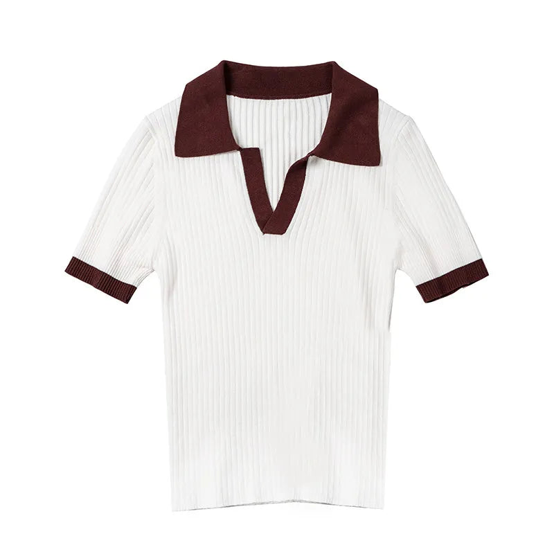 Camiseta Polo de Verano para Mujer Estilo Francés