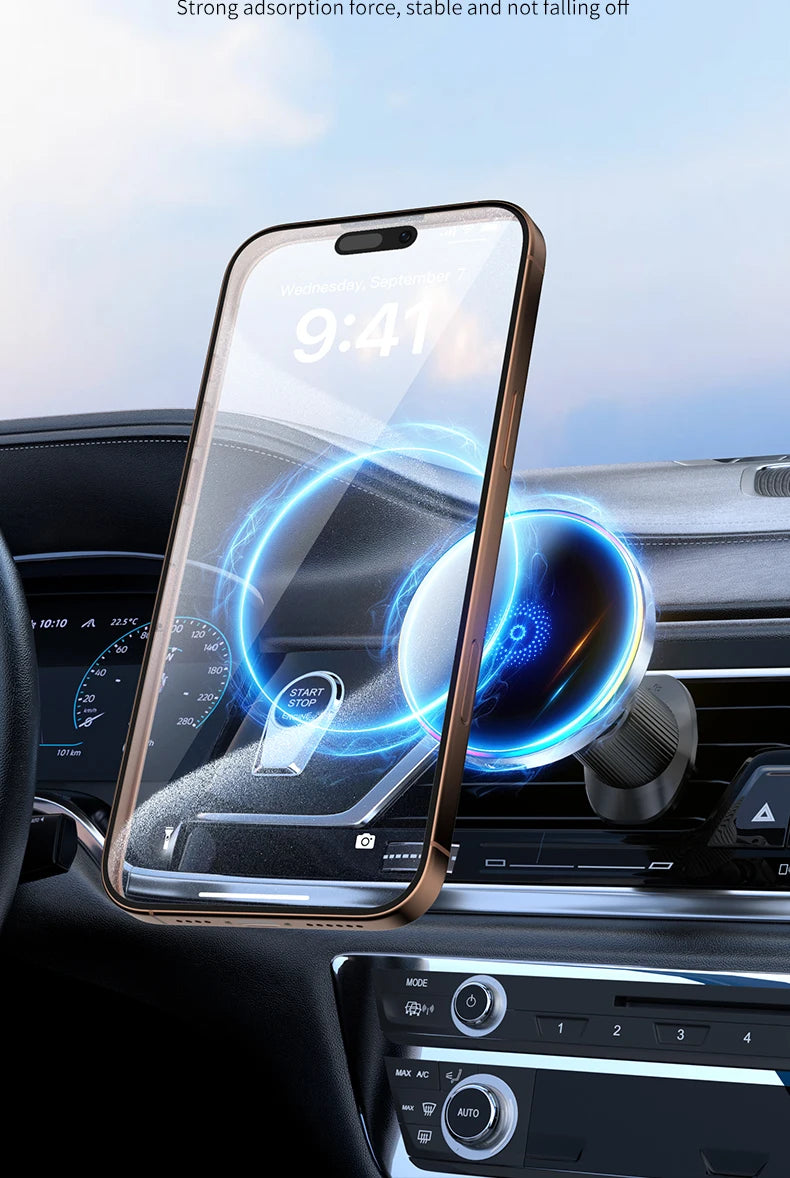 Soporte Magnético para Celular con Cargador Inalámbrico Auto