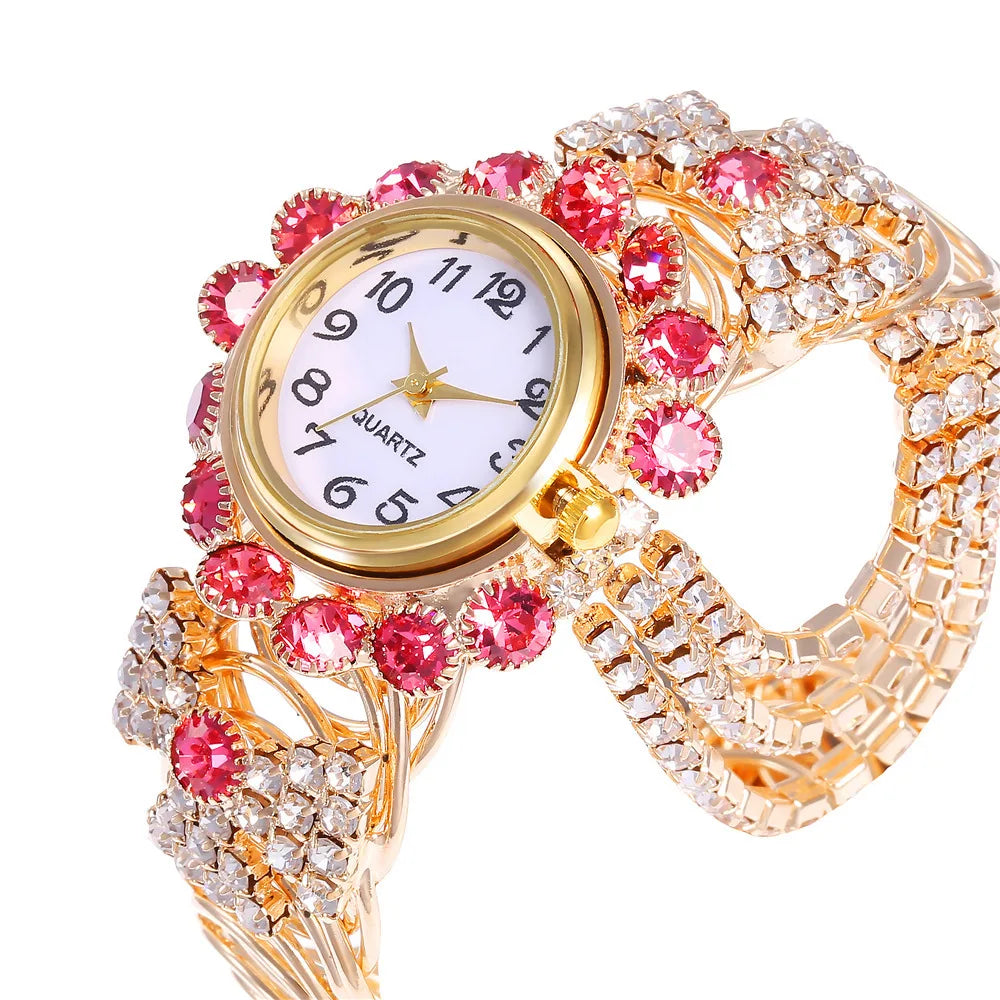 Reloj de Cuarzo de Lujo con Brazalete Dorado Mujer
