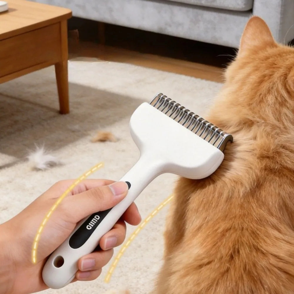 Rastrillo y Cepillo Profesional 2 en 1 para Control de la Caída del Pelo en Perros y Gatos de Pelo Largo, Herramienta para Eliminar el Pelo Muerto, Suministros de Aseo para Mascotas