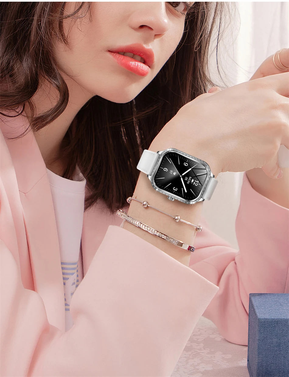 Smartwatch para mujer con pantalla curva HD 1.75 pulgadas y llamadas Bluetooth