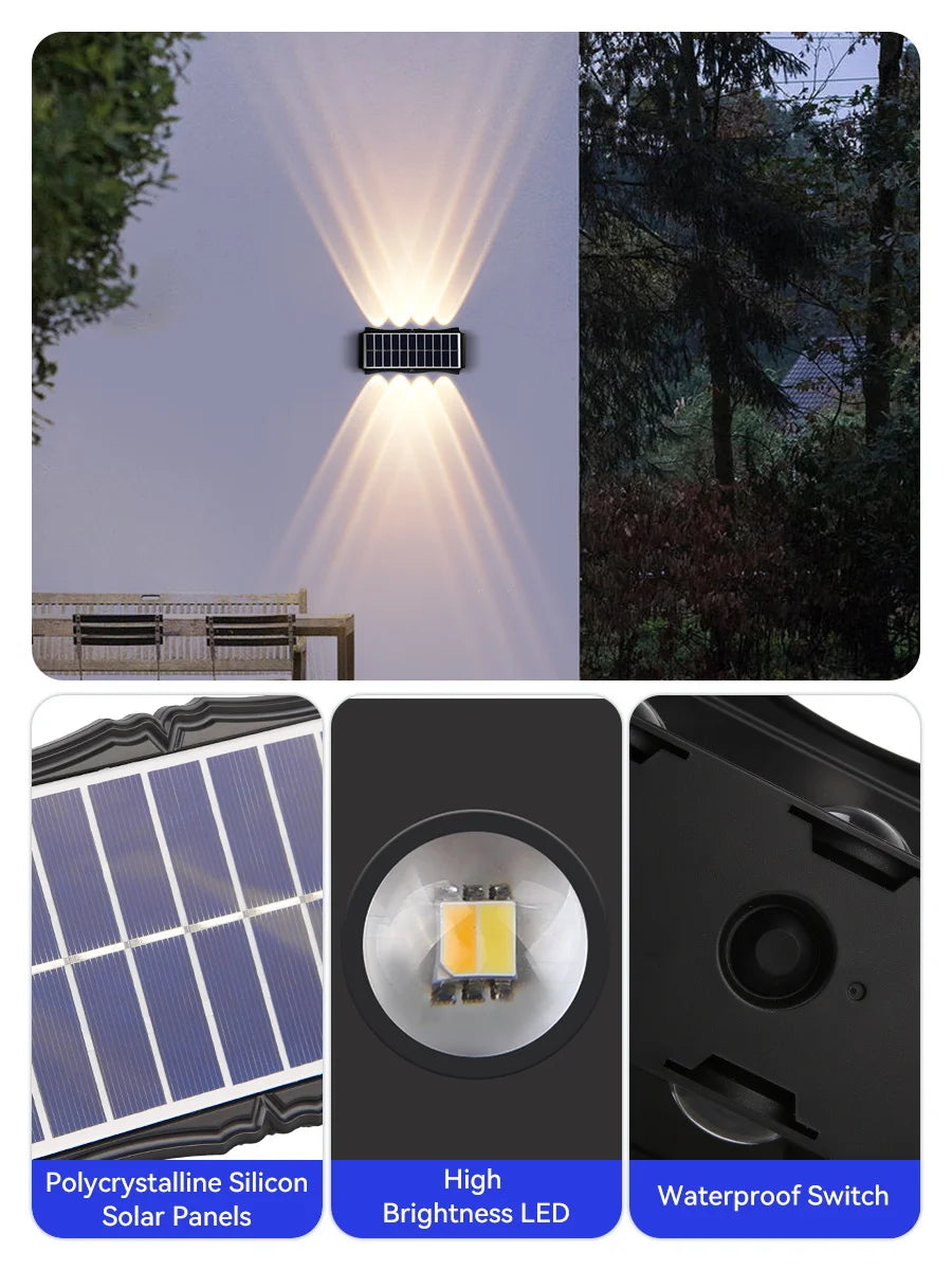 Lámpara Solar LED de Pared para Jardín - Impermeable con RGB