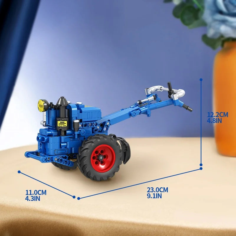 Serie de herramientas de simulación, conjunto de tractor de mano retro, bloques de construcción, detalles 1:10, restauración, diseños móviles, regalo nostálgico para niños