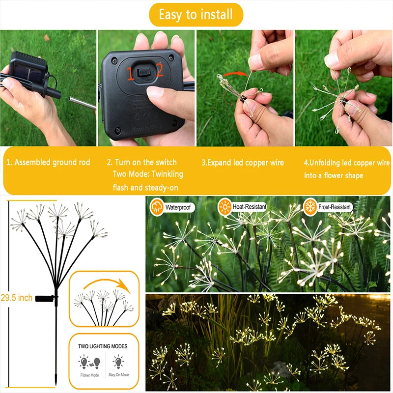 Lámpara Solar de Jardín con Luces de Estrella