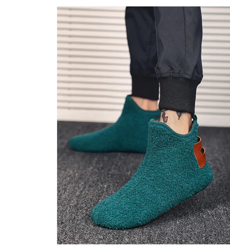 YRZL, zapatos de algodón de invierno para hombre, zapatillas ligeras sin cordones de alta calidad, mocasines de algodón de felpa para interiores, zapatos cálidos de invierno para hombre