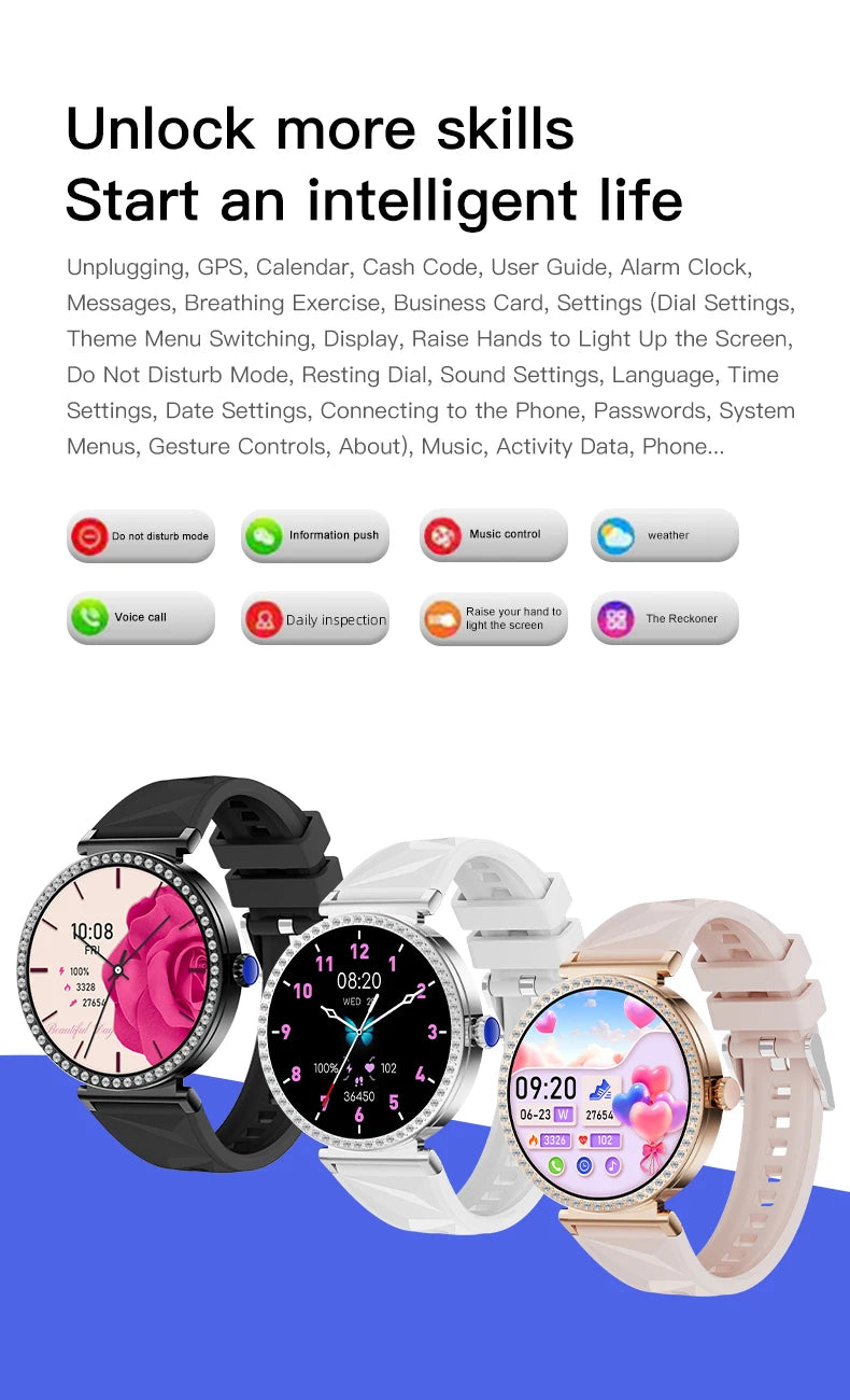 LIGE Reloj Inteligente Lujo con Diamantes GPS