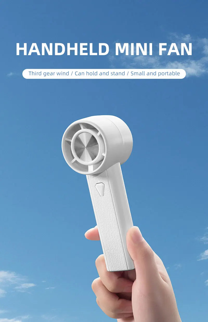 Ventilador portátil de mano, Mini ventilador de carga USB para el hogar de 1800mAh, carga USB de alta velocidad, ventilador de mano de refrigeración para acampar al aire libre