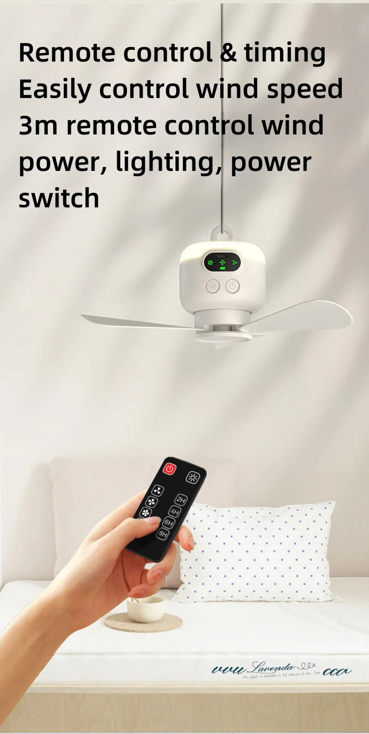 Nuevo ventilador de techo de viento grande recargable por USB, lámpara de noche con aspas extraíbles, iluminación de 8000mAh \ 12000mAh de capacidad, ventilador para exteriores para el hogar