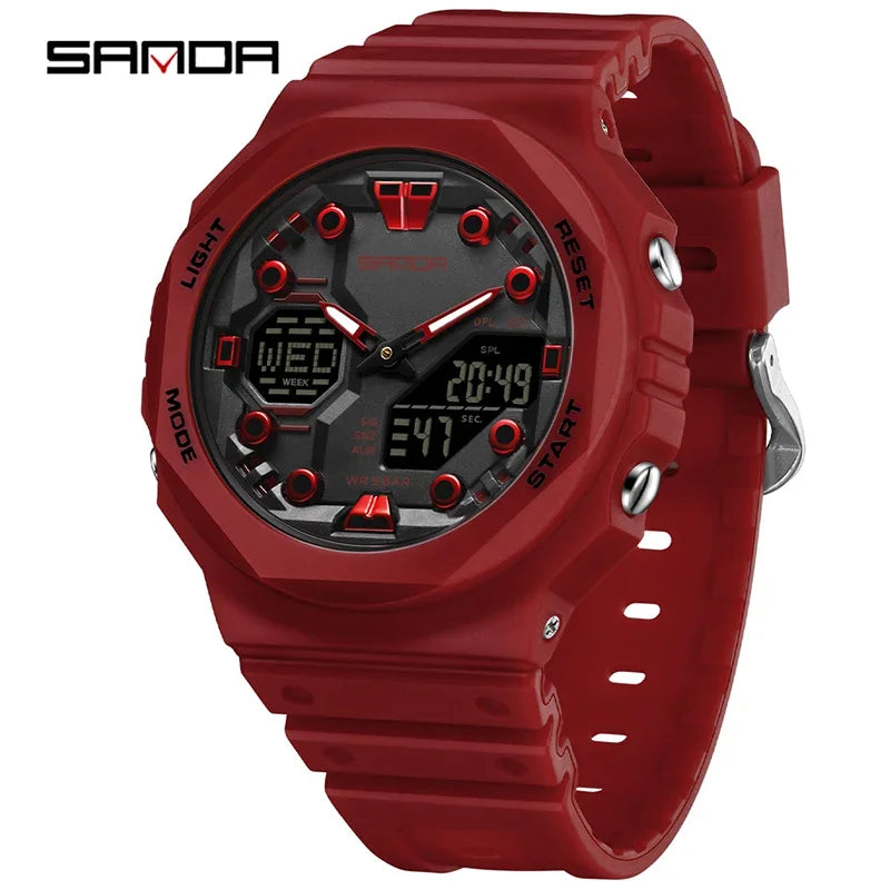 Reloj Digital SANDA 6200 para Hombre, Deportivo LED Impermeable 50M