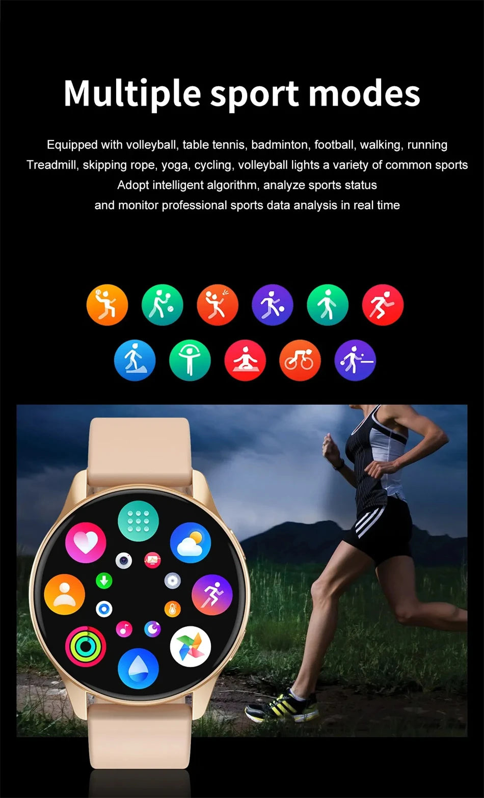 LIGE Reloj Inteligente Bluetooth Reproductor Música