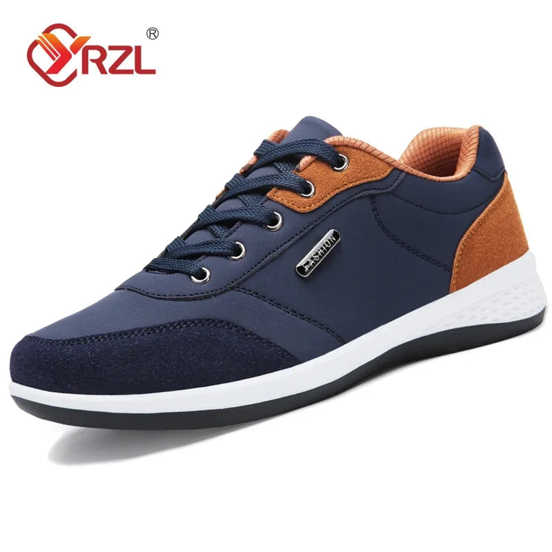 Zapatos YRZL para hombre, zapatillas impermeables para caminar para primavera y otoño, zapatos deportivos de cuero para hombre, zapatillas cómodas antideslizantes para hombre