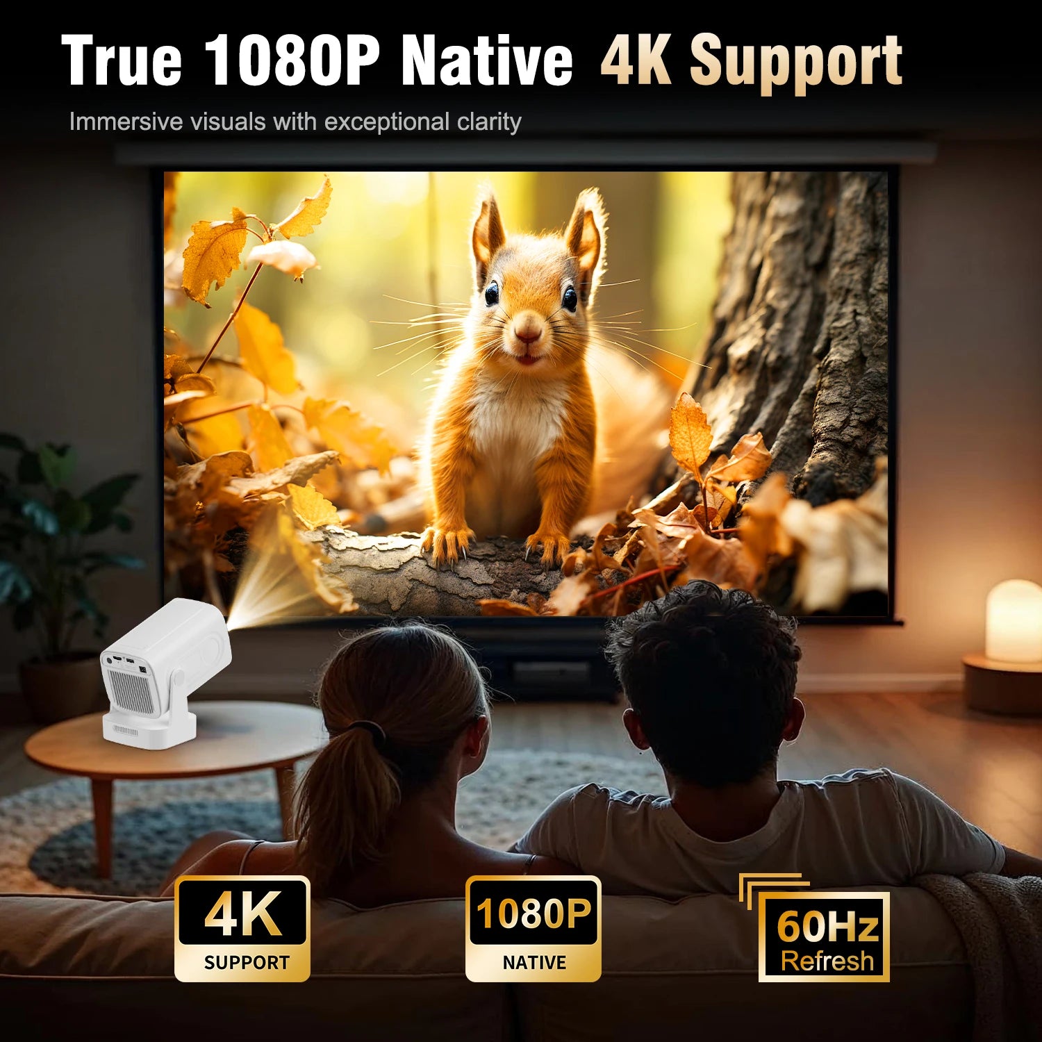 Proyector Magcubic Auto Focus 330 ANSI HY310, Compatible con 4K, 1080P, Android 11, WiFi6, BT5.4, Air Mouse, Control por Voz, Portátil, para el Hogar
