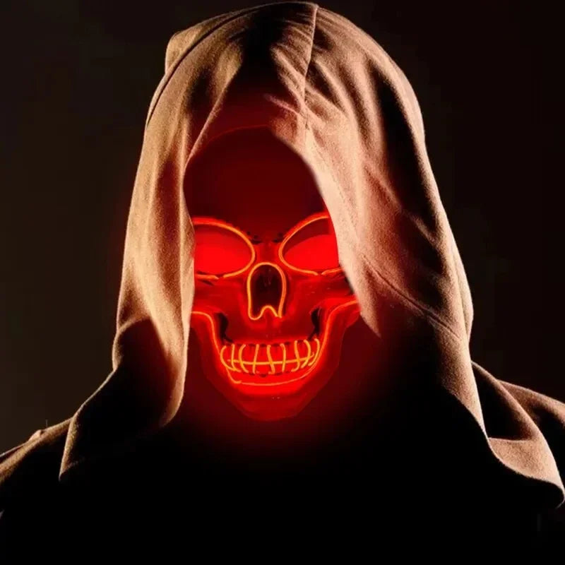 Máscara de Neón LED Luminosa para Fiestas, Máscara Divertida de The Purge: El Año de la Elección, Suministros de Disfraces para Festivales y Cosplay, Máscara de Esqueleto que Brilla en la Oscuridad