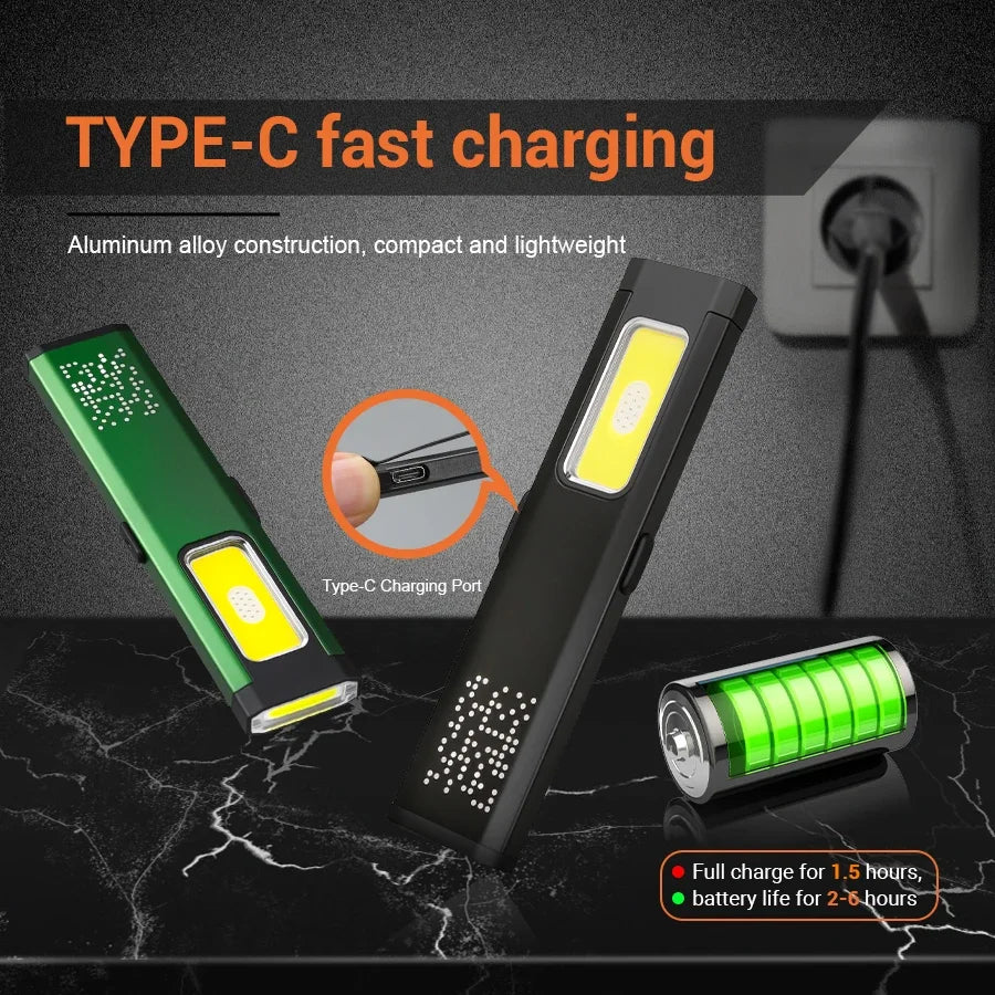 Mini Linterna LED Portátil Recargable con Agarre Magnético