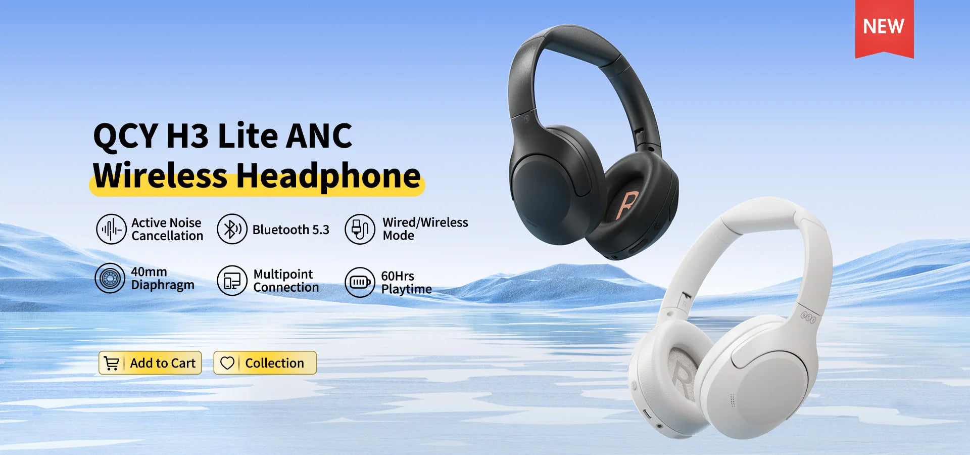 QCY H3 Lite Auriculares ANC Bluetooth 5.3 60H