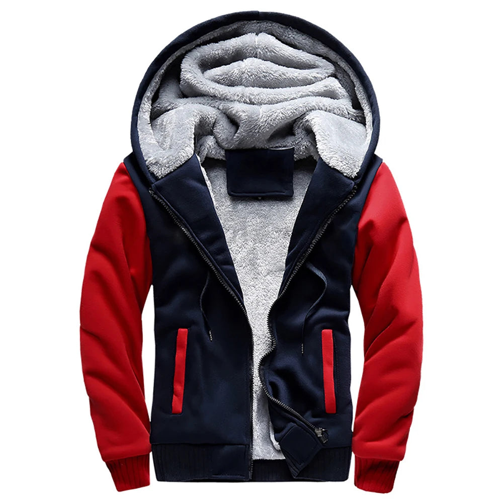 Chaqueta Gruesa con Forro Polar para Hombre, Capucha y Cremallera