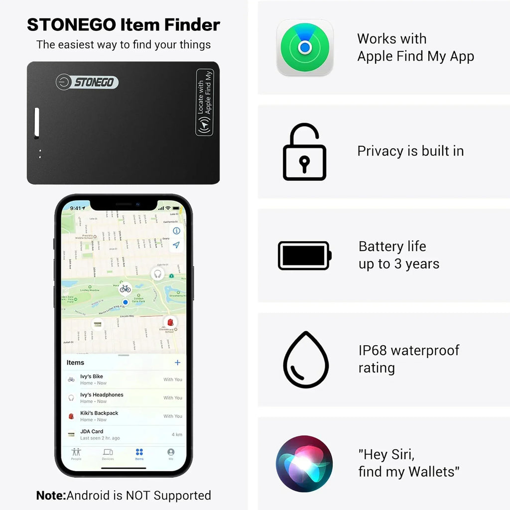 Localizador de Llaves y Mascotas Recargable Ultrafino, Resistente al Agua IP68, Compatible con Apple Find My iOS