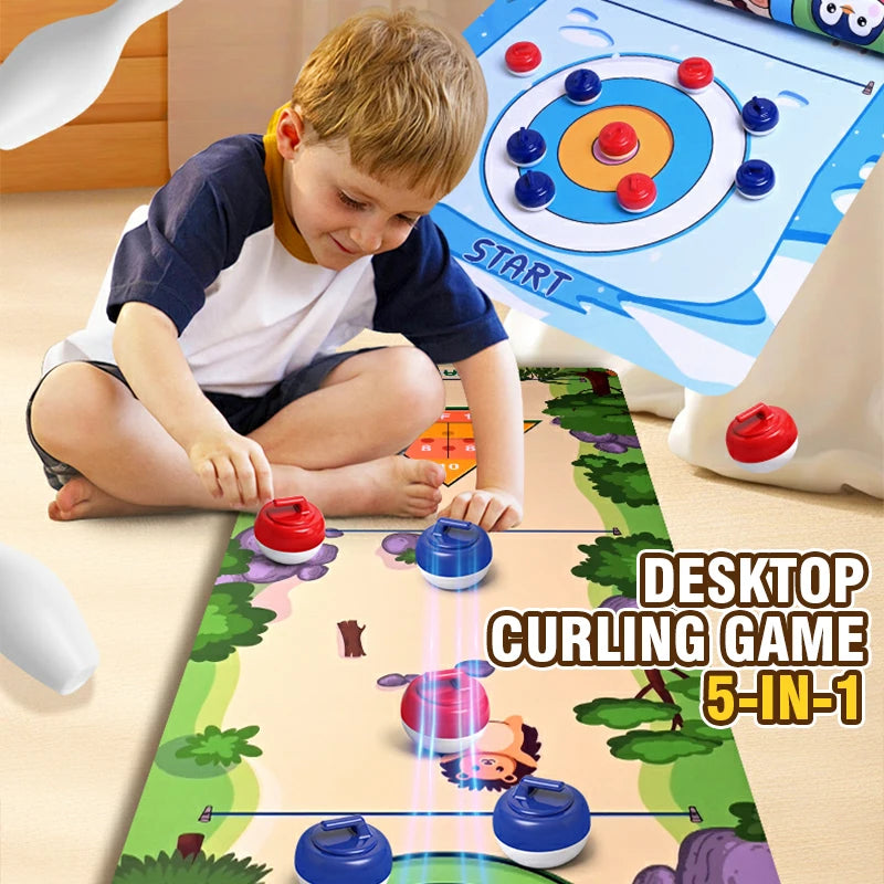 Juego de Mesa Curling 5 en 1 para Familia Hockey sobre Hielo