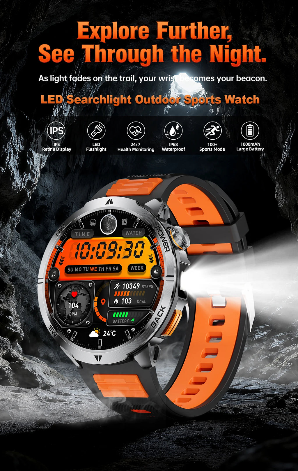 Nuevo Reloj Inteligente T-Rex3 Ultra 2026 con Batería Grande de 1000 mAh, GPS, Resistente al Agua IP68, Linterna LED, Brújula, para Actividades al Aire Libre, Regalo