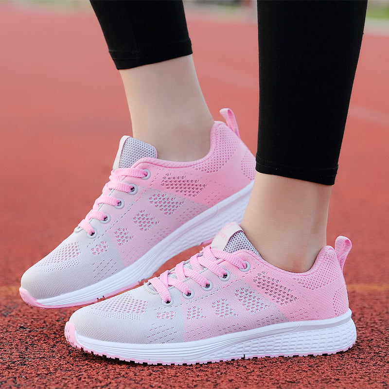 Zapatillas transpirables para correr para mujer, zapatillas deportivas ligeras antideslizantes para mujer, zapatillas suaves para exteriores con cordones, tenis de moda