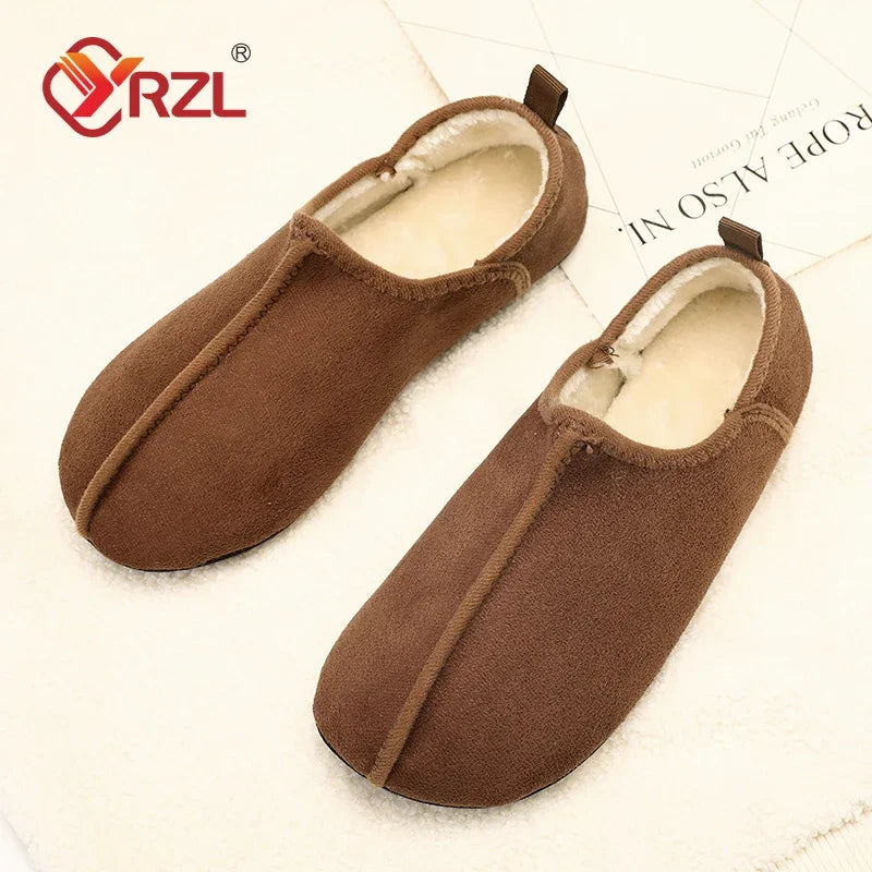 YRZL zapatos de algodón de invierno para hombre, zapatillas ligeras sin cordones cálidas, mocasines de algodón de felpa para dormitorio y hogar, zapatos cálidos de invierno Unisex
