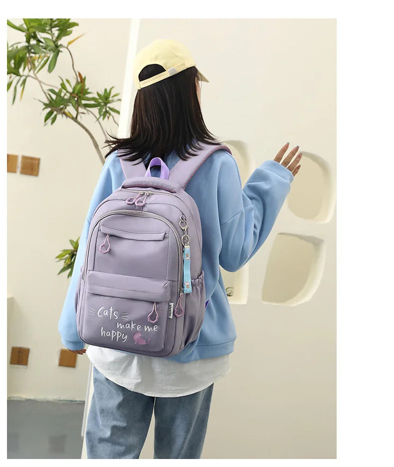 Mochila Escolar Rosa para Niñas y Adolescentes