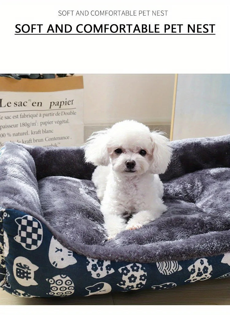 Cama Acolchada con Bordes para Perros y Gatos — Todos los Tamaños