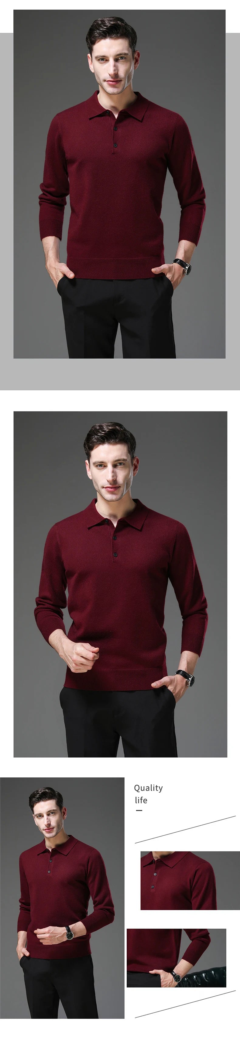 Suéter de Punto Antipilling para Hombre | Cuello Abotonado