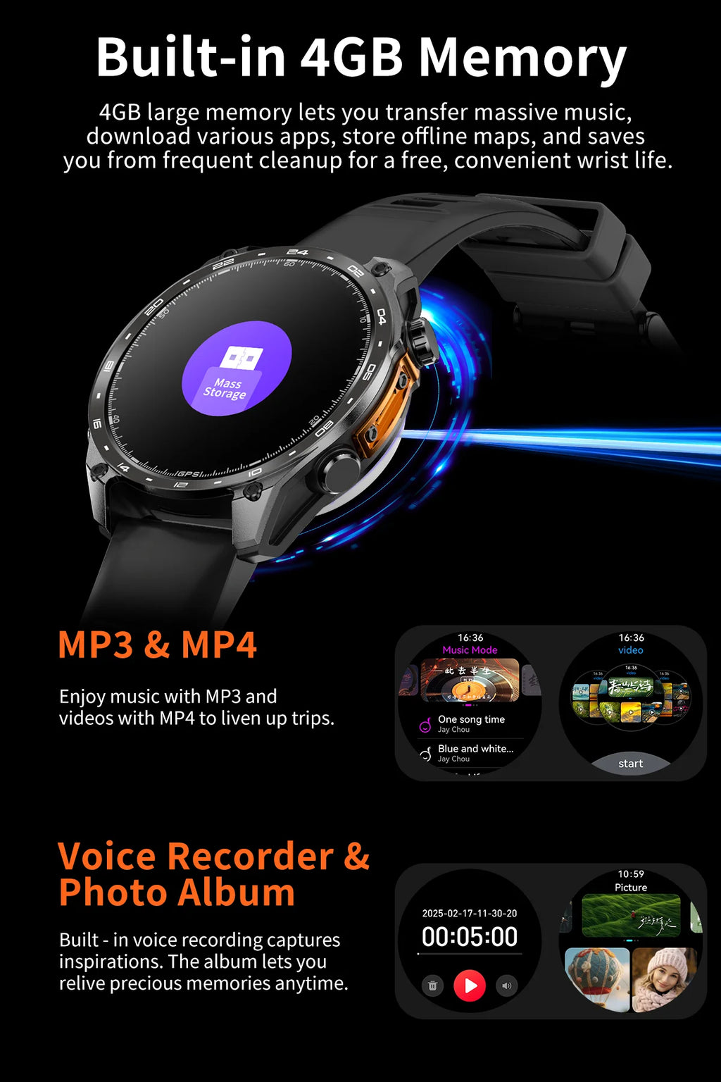 Reloj Inteligente Militar GPS Altímetro 530mAh