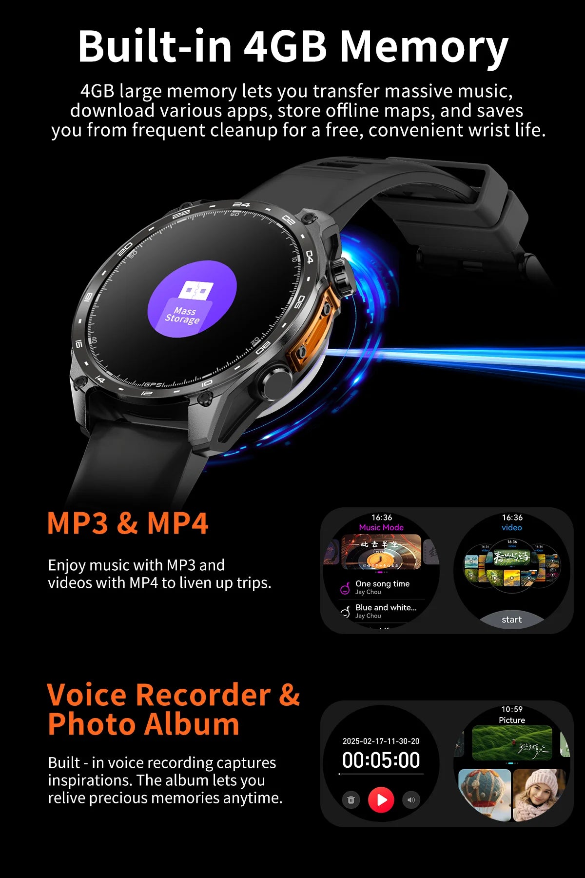 Reloj Inteligente Militar GPS Altímetro 530mAh