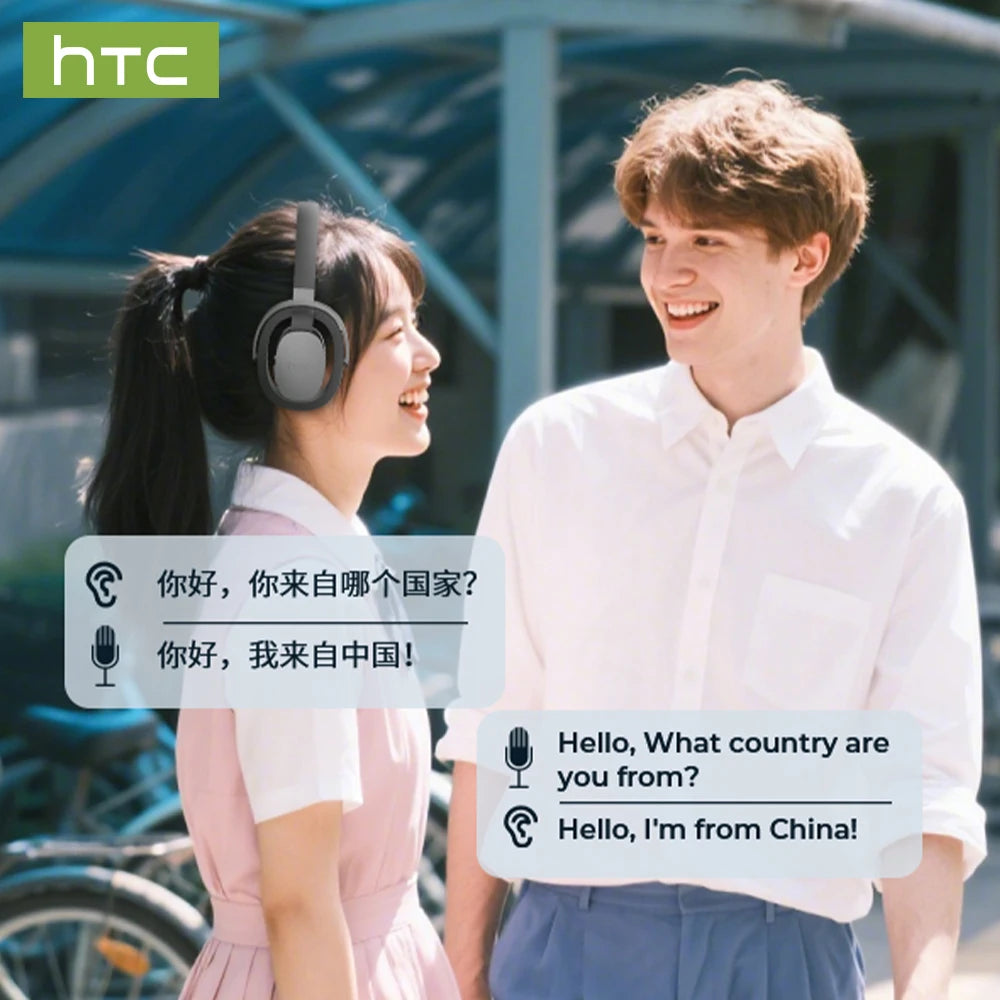 HTC HP07 Auriculares supraaurales Auriculares de traducción de 134 idiomas Auriculares de traducción facial a cara Batería de larga duración