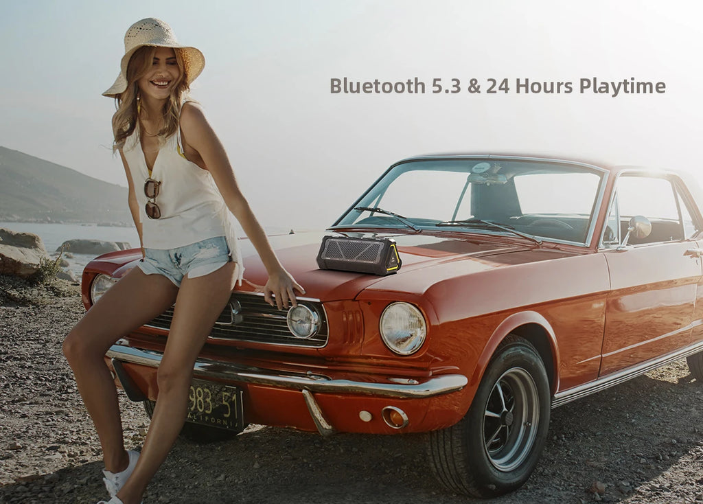 Altavoz Bluetooth para exteriores MLOVE P3, altavoz Bluetooth 5,3 con potencia de salida de 40W, sonido estéreo IPX7 resistente al agua, tarjeta Micro SD, luz RGB