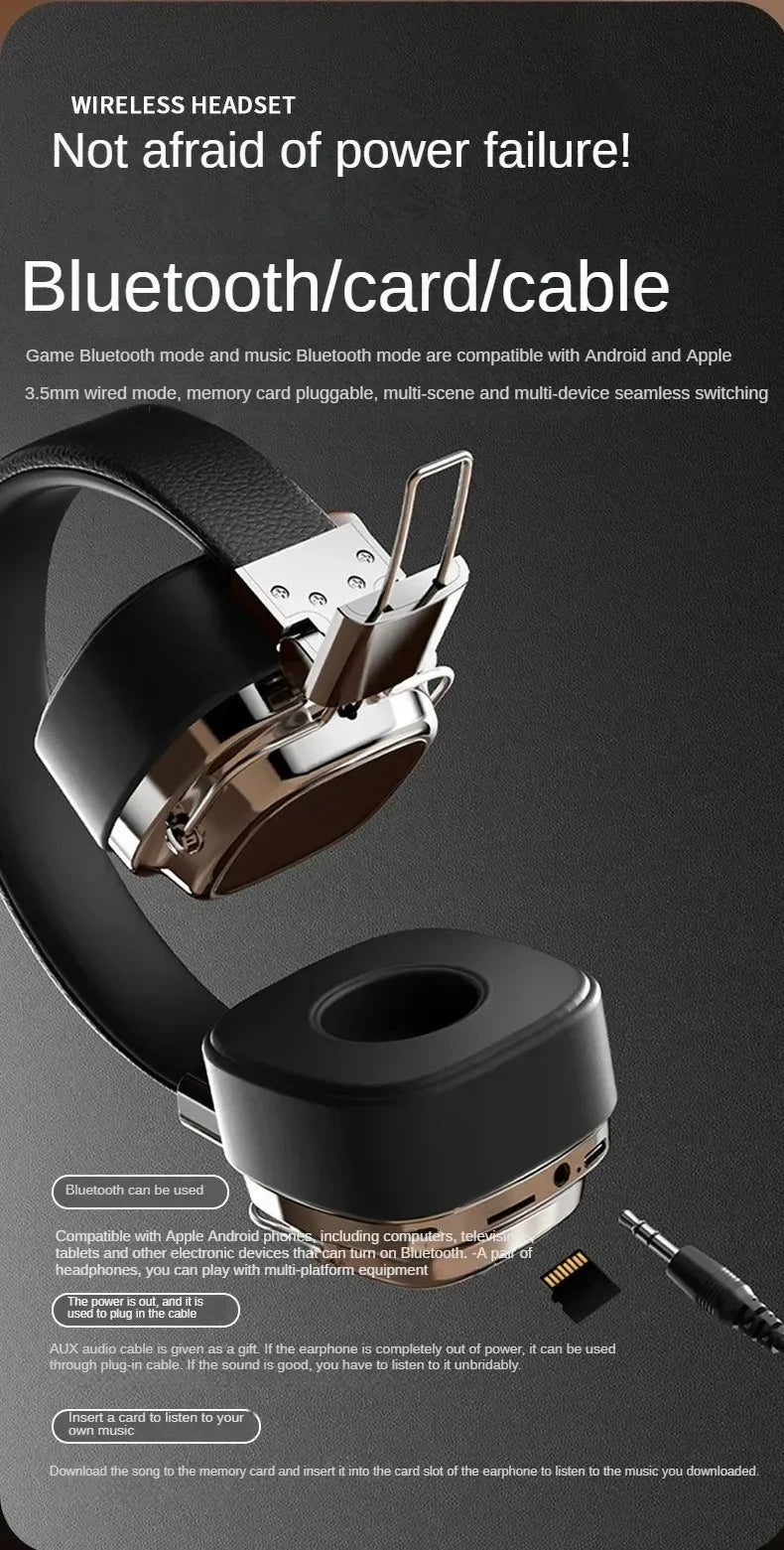 Auriculares Bluetooth 5.3 Retro Plegables Batería Larga