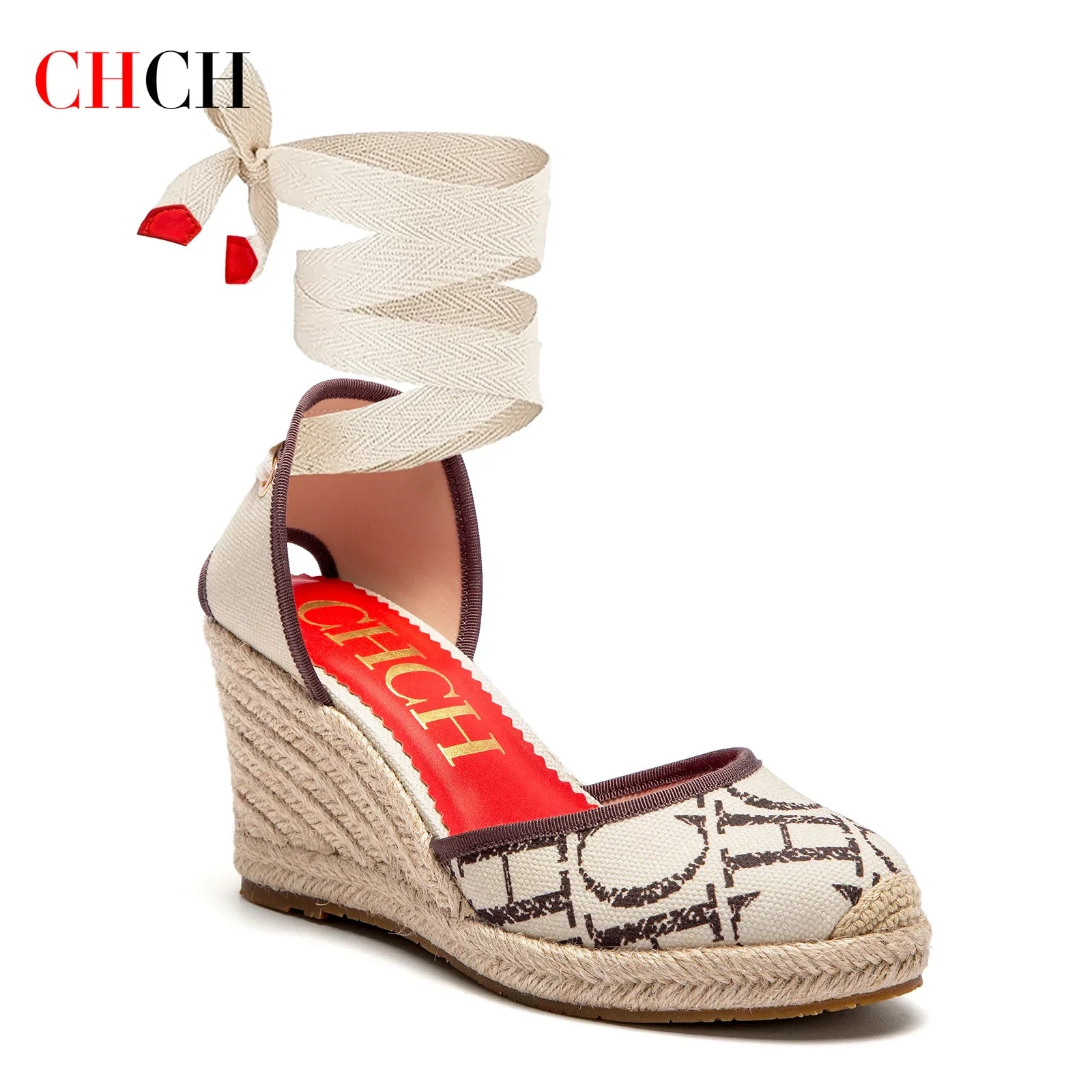 Sandalias Alpargata Mujer Cuña 8cm | Punta Cerrada Correa Tobillo