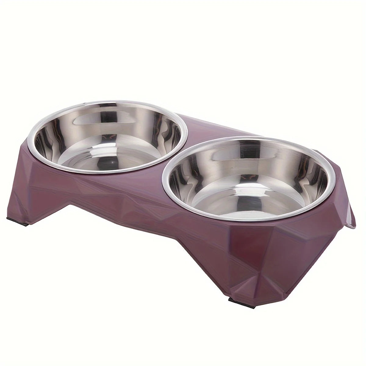 Cuenco doble de acero inoxidable para mascotas, cuenco de comida de gran capacidad con patrón de diamante mejorado para perros y gatos, cuencos alimentadores de agua antideslizantes para mascotas