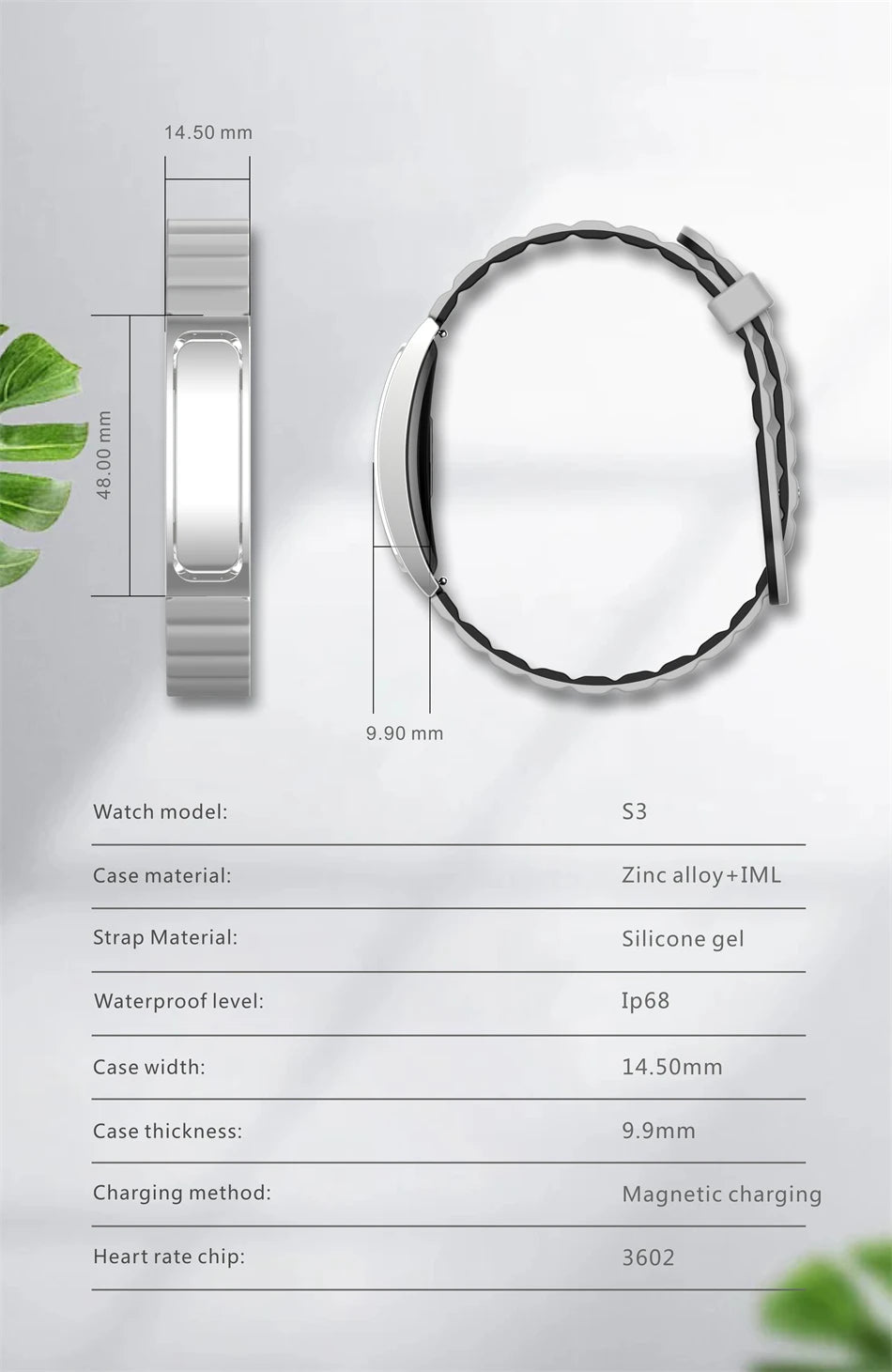 Pulsera inteligente con monitor cardíaco y seguimiento de sueño