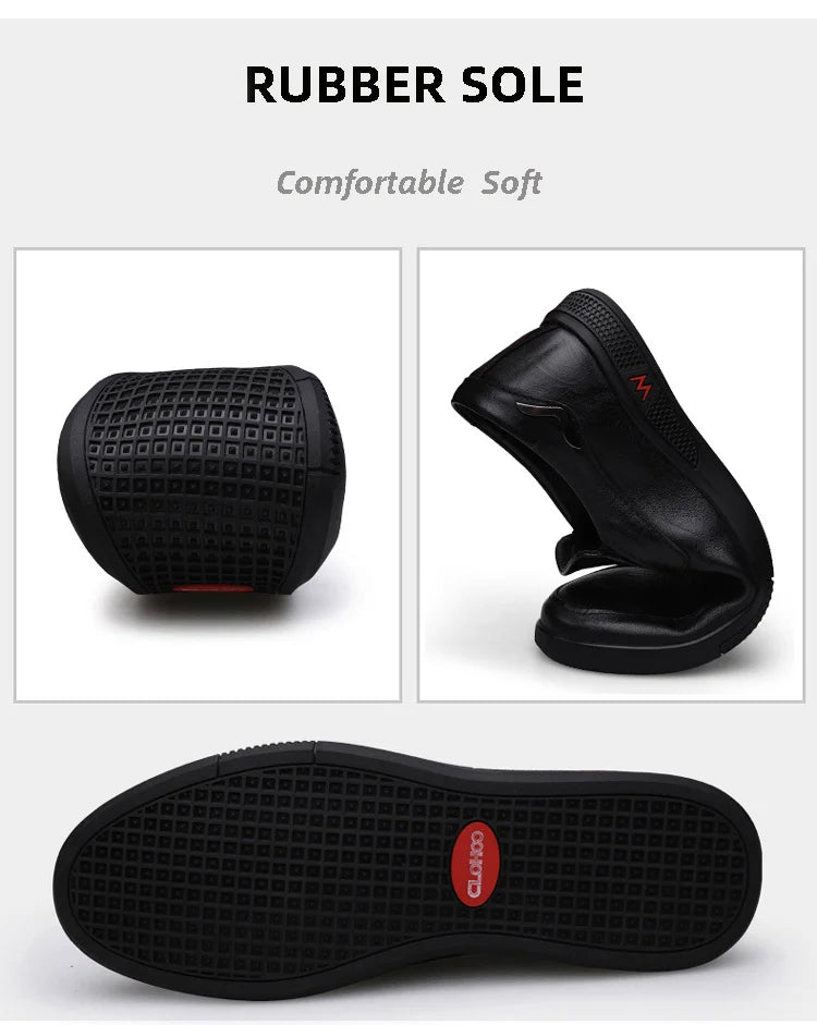 CLOHOO Zapatos casuales de negocios para hombres Calzado de cuero con parte inferior de goma de piel de vaca en capas hecho a mano para oficina y ocio
