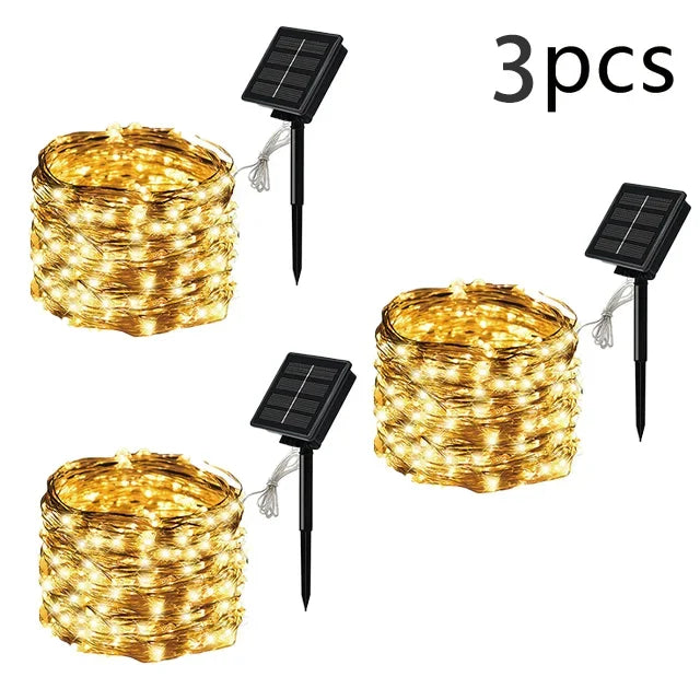 Guirnalda de Luces LED Solares para Jardín 8 Modos Impermeable